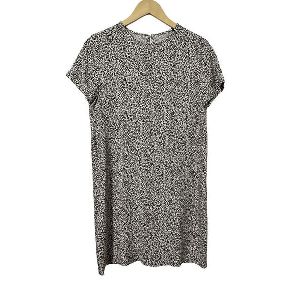 Jenni Kayne Mini Leopard Print T-Shirt Shift Dress Size S Viscose Quiet Luxury - Picture 1 of 7